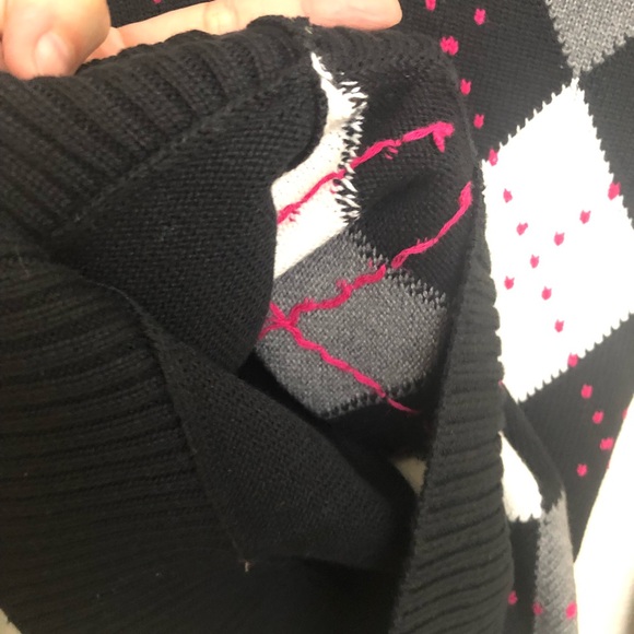 DKNY JEANS Womens XS V-Neck Argyle Preppy Sweater Long Sleeve Pullover NWOT - Picture 11 of 16